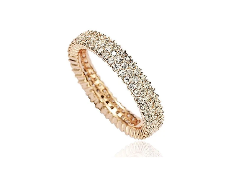 Suzy Levian Sterling Silver Micro-Pave White Cubic Zirconia Eternity Band Ring