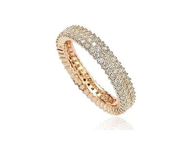 Suzy Levian Sterling Silver Micro-Pave White Cubic Zirconia Eternity Band Ring