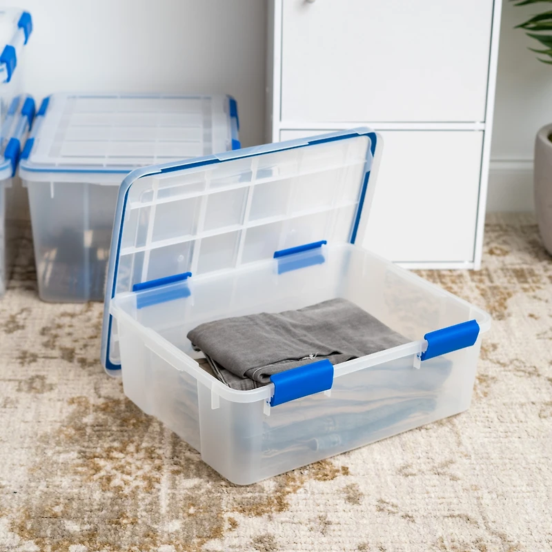Iris 44 Quart and 26.5 Quart WeatherPro Storage Box Combo with Durable Lid and Seal and Secure Latching Buckles