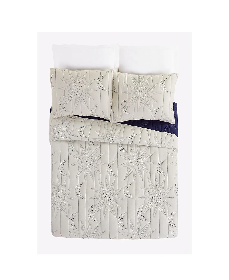 Justina Blakeney Sun Moon Cotton 3-Pc Quilt Set, Full/Queen
