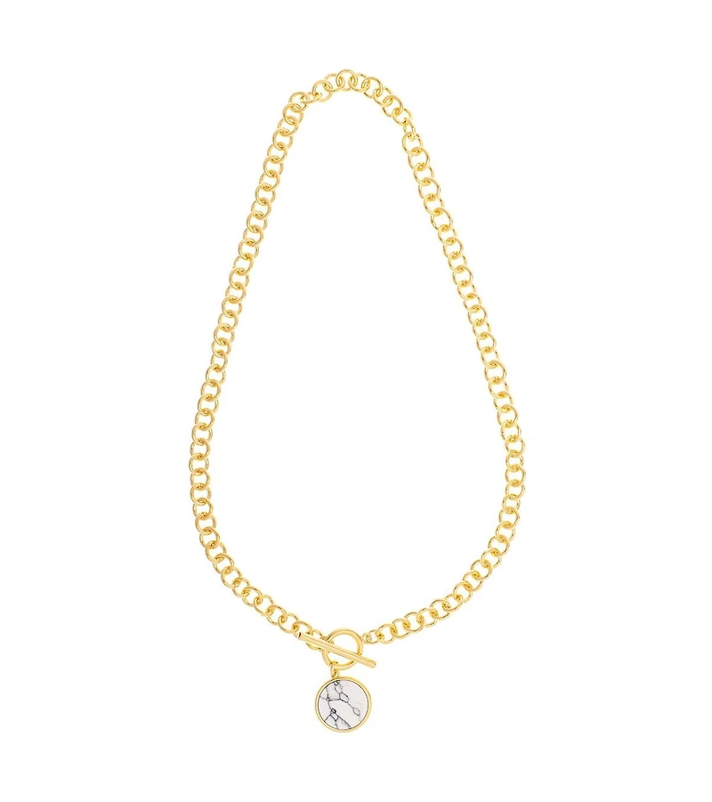 Polished Link Toggle & Charm Necklace