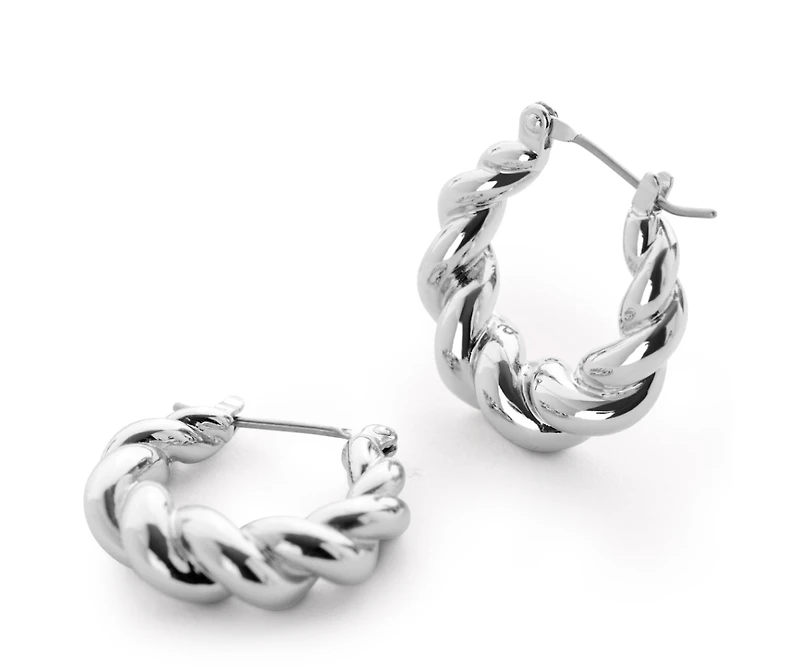 Ana Luisa Twisted Hoop Earrings - Paris Silver