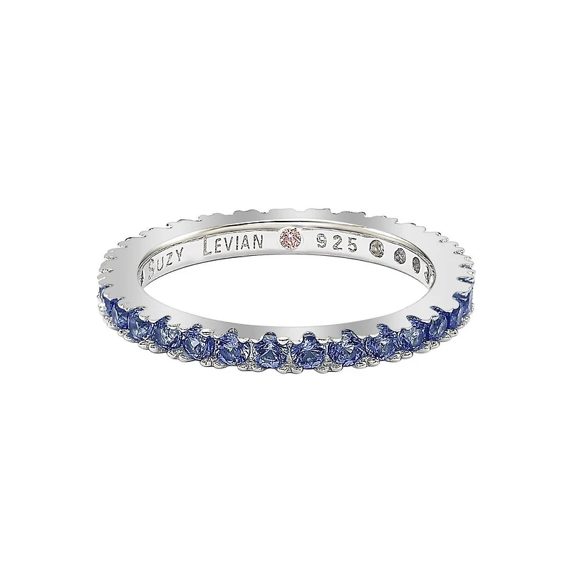 Suzy Levian Sterling Silver Thin Cubic Zirconia Eternity Band Ring