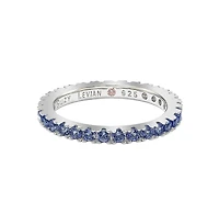 Suzy Levian Sterling Silver Thin Cubic Zirconia Eternity Band Ring