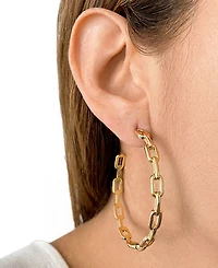 Adornia 14k Gold-Plated Large Link Hoop Earrings, 2.5"