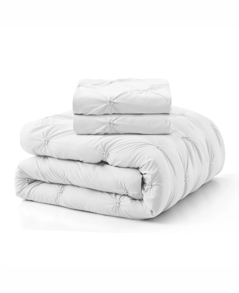 Unikome 3 Piece Pinch Pleated Down Alternative Comforter Set, Twin