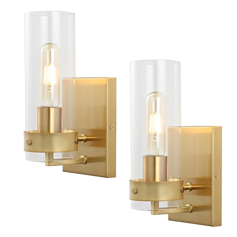 Jonathan Y Harper Coastal Minimalist Iron/Glass Led Sconce (Set of 2)