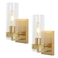 Jonathan Y Harper Coastal Minimalist Iron/Glass Led Sconce (Set of 2)