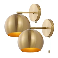 Jonathan Y Tierra Modern Midcentury Iron Led Sconce with Pull Chain Switch (Set of 2)