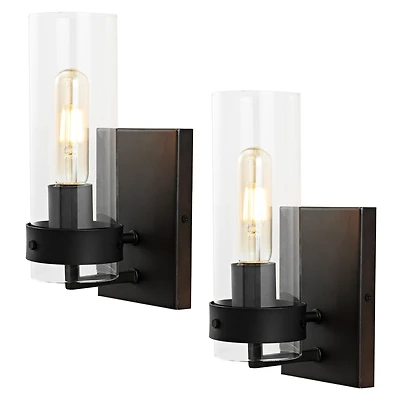 Jonathan Y Harper Coastal Minimalist Iron/Glass Led Sconce (Set of 2)