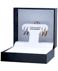 Giani Bernini 2-Pc. Set Cubic Zirconia Small Hoop Earrings in Sterling Silver & 18k Gold-Plate, 0.5", Created for Macy's