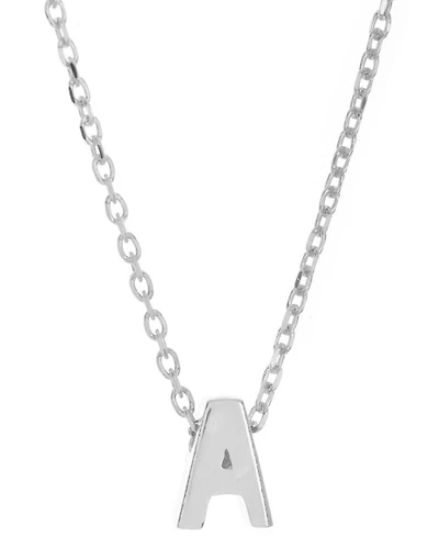 Adornia Rhodium-Plated Mini Initial A Pendant Necklace, 16" + 2" extender