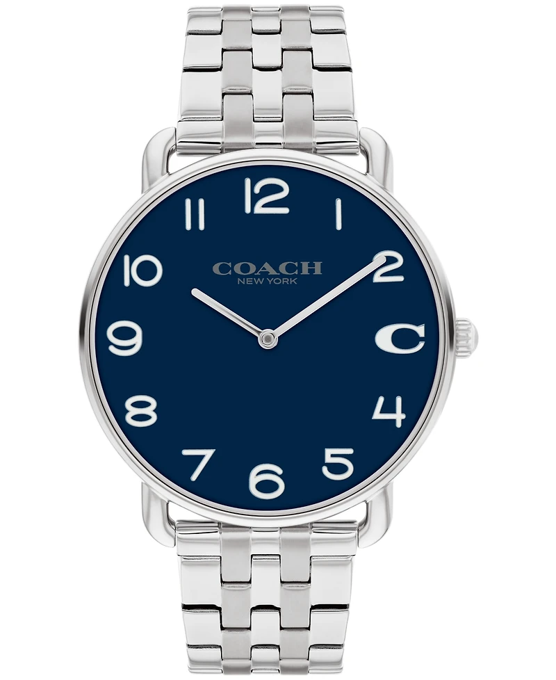Coach Men's Elliot Silver-Tone Stainless Steel Bracelet Watch 40mm