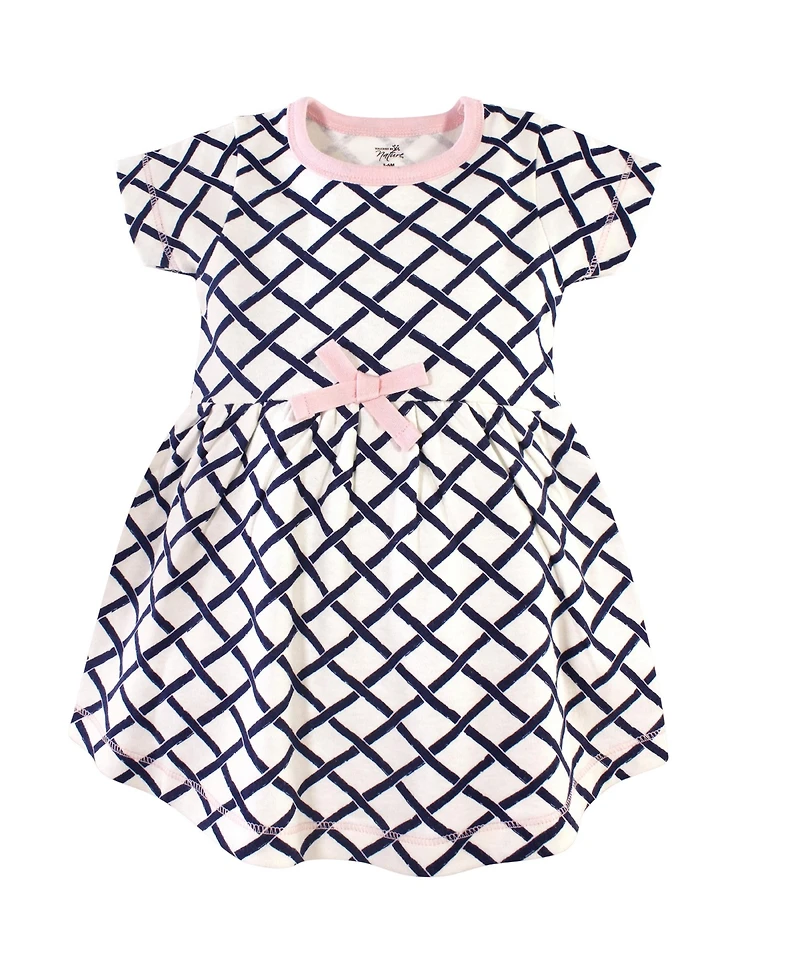 Touched by Nature Toddler Girls Natural Cotton Dress Duo Short and Long Sleeve Styles
