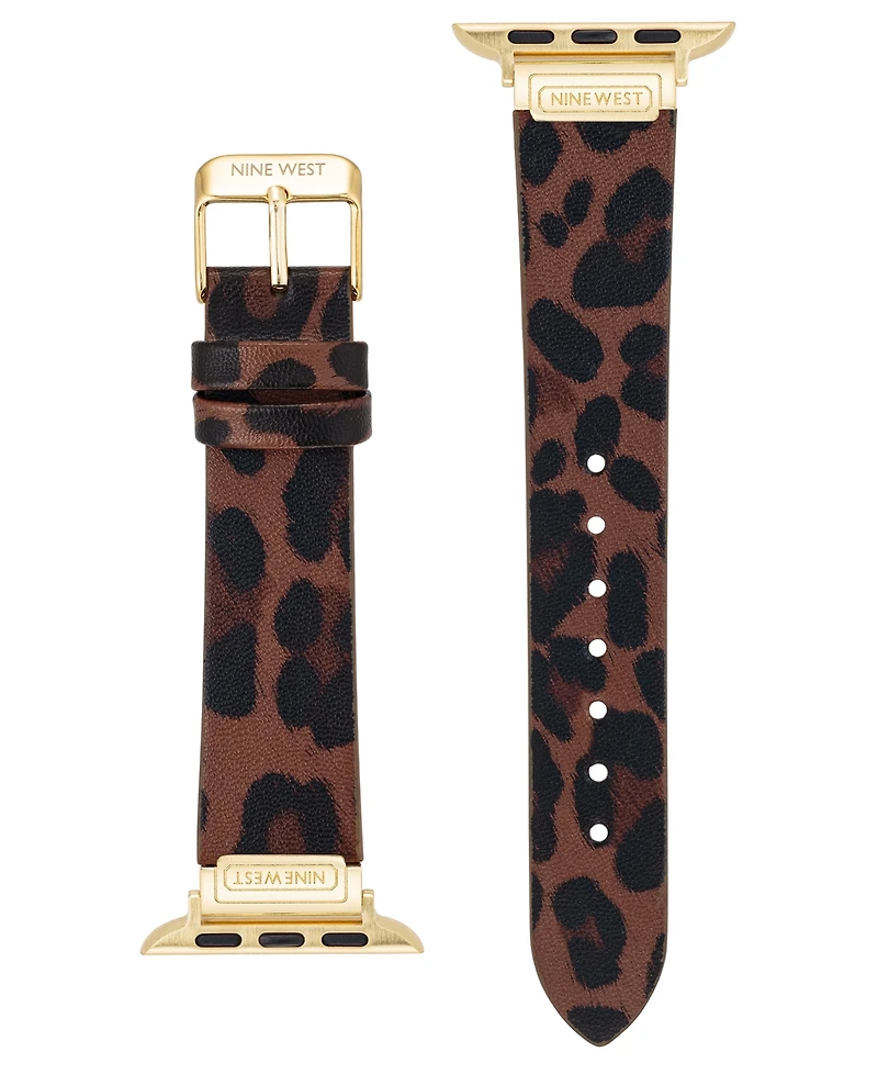 Nine West Women's Leopard Print Faux Leather Band designed for Apple Watch 42mm (Series 1-3 only) & 44/45/46/49mm (Ultra & Ultra 2)