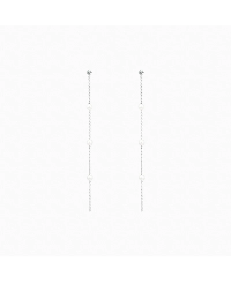 Sterling Silver Infinite Cultured Pearl Drop Earrings