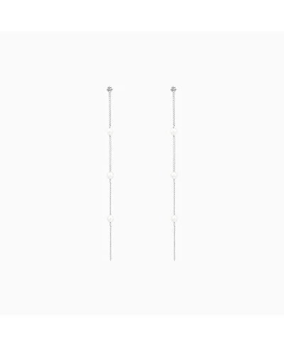 Sterling Silver Infinite Cultured Pearl Drop Earrings