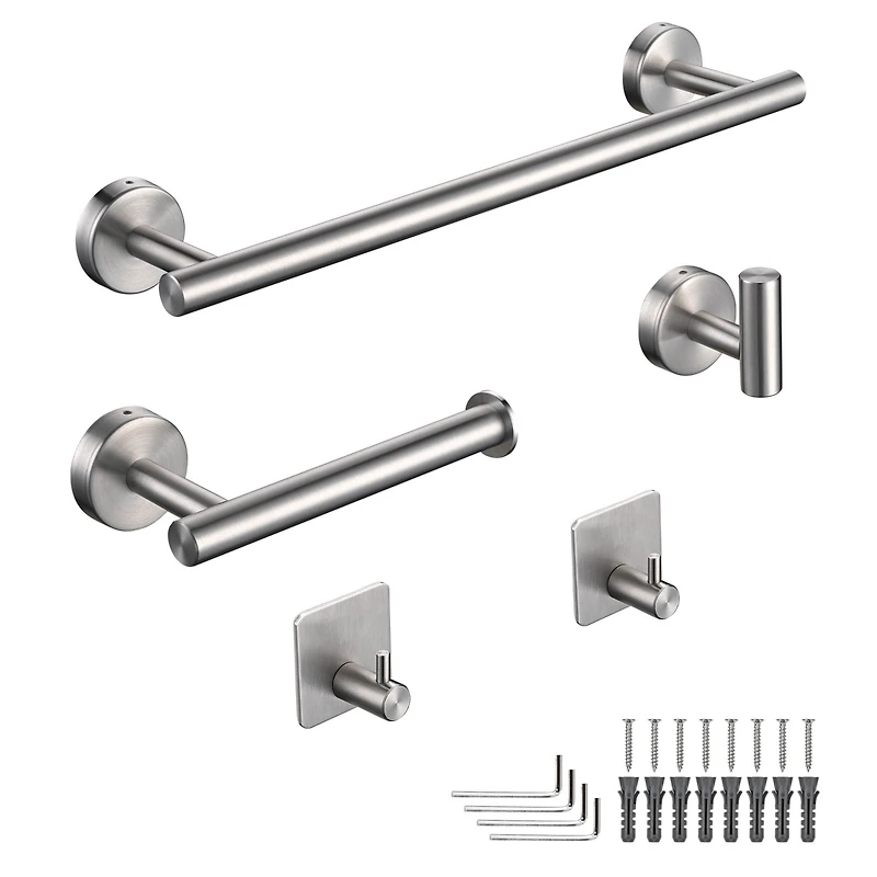 Aquaterior 5-Piece Bathroom Hardware Set Wall Mount Towel Bar Toilet Paper Holder Robe Hook