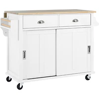 Streamdale White Kitchen Cart with Drop-Leaf Countertop