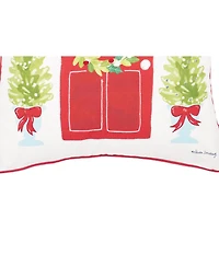 Door Wreath Printed & Embellished Throw Pillow