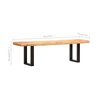 Bench 63" Solid Rough Mango Wood and Steel