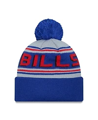 Men's New Era Royal Buffalo Bills Throwback Main Cuffed Knit Hat with Pom