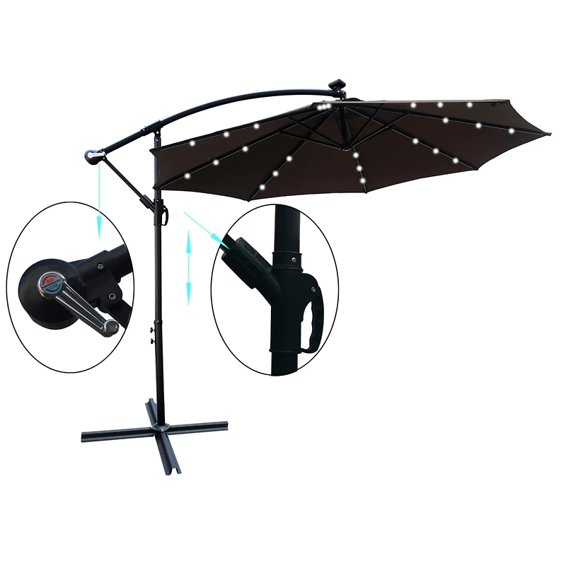 Streamdale 10ft Solar Led Patio Umbrella, Sun Shade, Waterproof