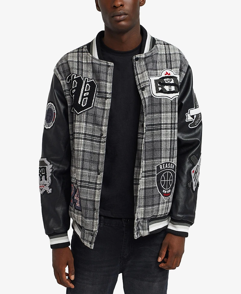 Reason Men's Tartan Varsity Jacket