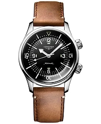 Longines Men's Swiss Automatic Legend Diver Brown Leather Strap Watch 39mm