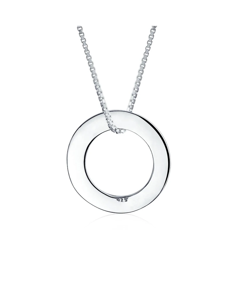 Bling Jewelry Word Inspirational Quote Sayings Circle Sisters Friends Pendant Necklace Rose Gold Plated .925 Sterling Silver