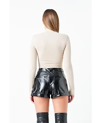 Women's Ruched Turtleneck Top