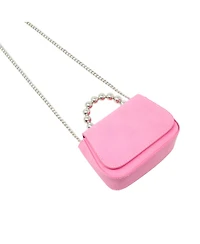 Girl's Pink Tiny Metal Pearl Handle Handbag