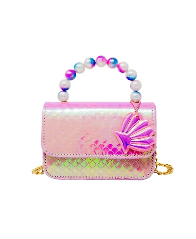 Girl's Pink Mermaid Pearl Handle Seashell Handbag