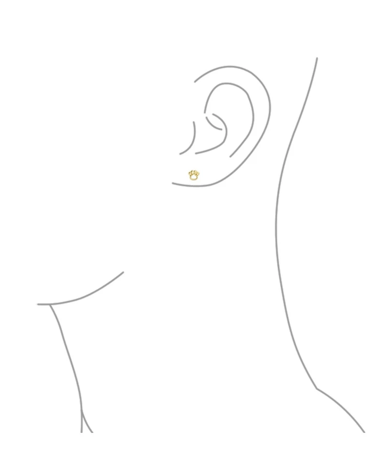 Bling Jewelry Tiny Mini Bff Animal Puppy Kitten Pet Dog Lover Cat Open Paw Print Stud Earrings 10K Yellow Gold Safety Clutch Screw back