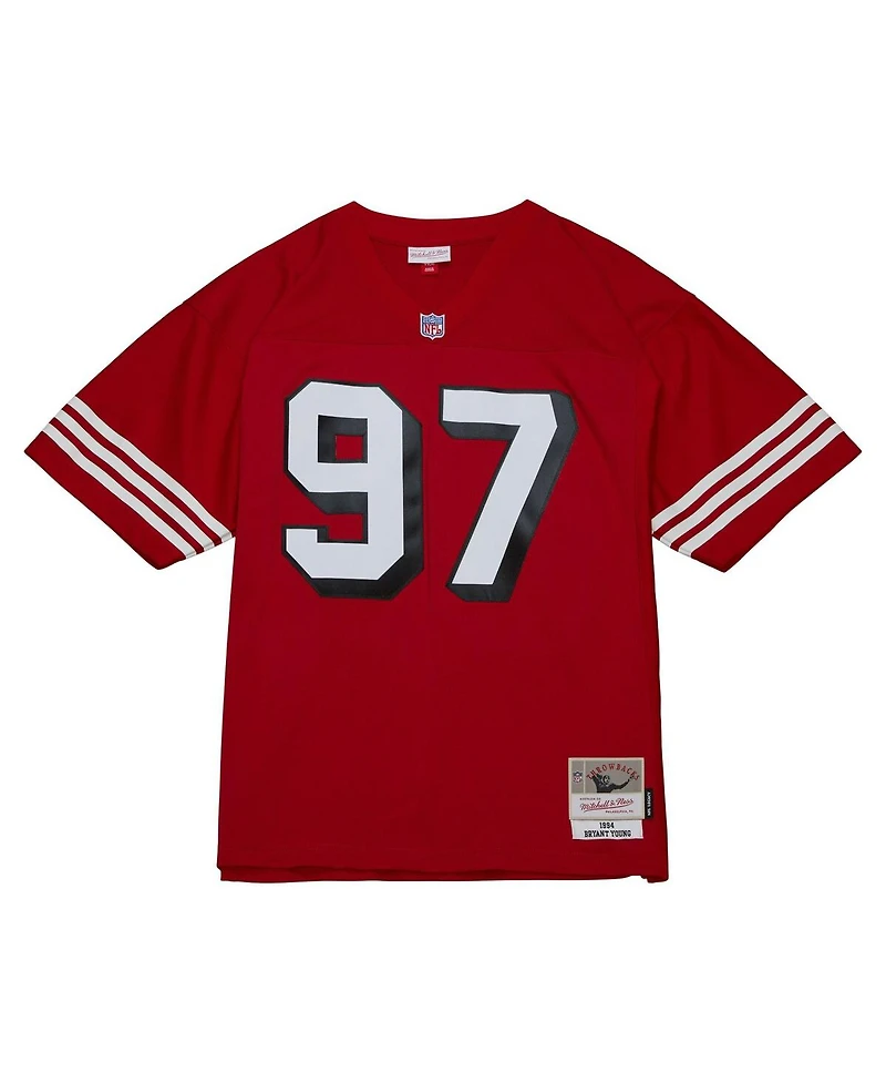 Men's Mitchell & Ness Bryant Young Scarlet Distressed San Francisco 49ers Legacy Replica Jersey