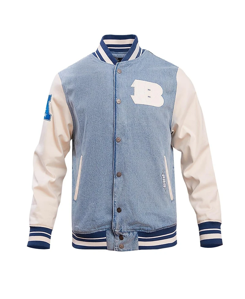 Men's Pro Standard Denim Distressed Cincinnati Bengals Varsity Blues Full-Snap Jacket