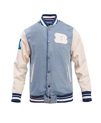 Men's Pro Standard Denim Distressed Cincinnati Bengals Varsity Blues Full-Snap Jacket