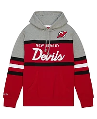Men's Mitchell & Ness Red, Gray New Jersey Devils Head Coach Pullover Hoodie