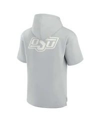 Men's and Women's Fanatics Signature Gray Oklahoma State Cowboys Super Soft Fleece Short Sleeve Pullover Hoodie