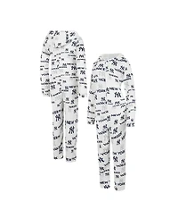 Women's Concepts Sport White New York Yankees Docket Microfleece Union Hooded Zippered Onesie