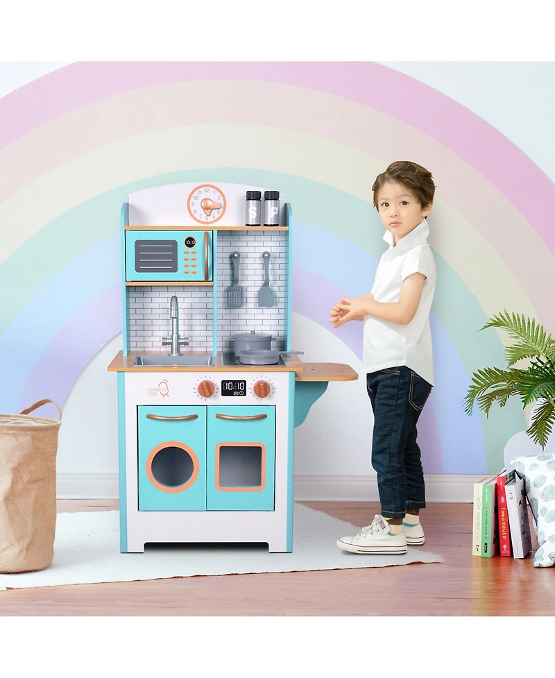 Teamson Kids - Little Chef Santos Retro Play Kitchen - Aqua/Wood