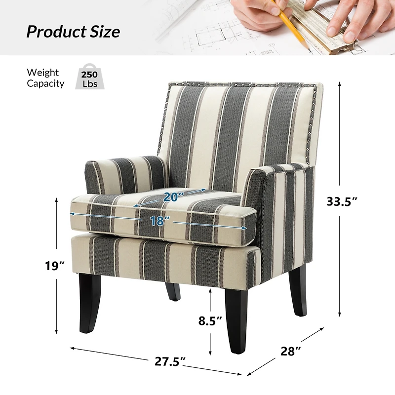 Herrera Classic Upholstered Armchair with Nail Head Trim