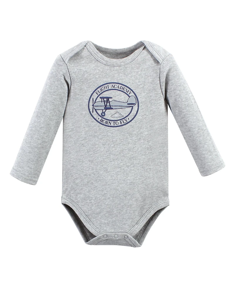 Hudson Baby Boys Cotton Long-Sleeve Bodysuit 3Pk