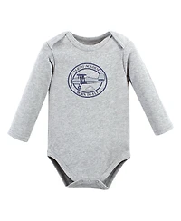 Hudson Baby Boys Cotton Long-Sleeve Bodysuit 3Pk