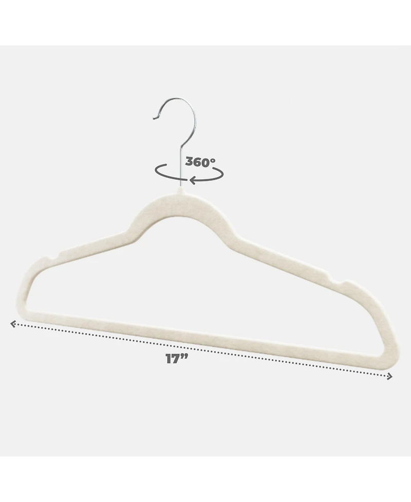 Homeitusa 50-pack Ivory Velvet Hangers - Ultra-Thin Hangers - Non-slip for Skirts and Pants Hangers