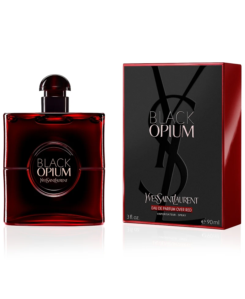 Yves Saint Laurent Black Opium Eau de Parfum Over Red Spray