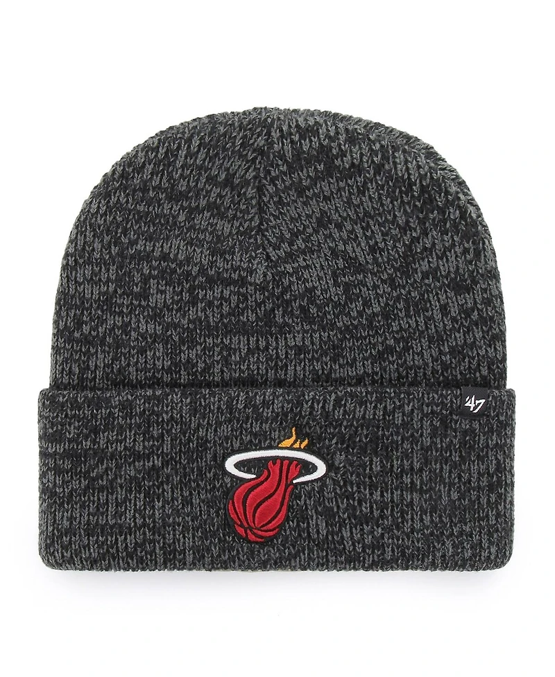 Men's '47 Brand Black Miami Heat Brain Freeze Cuffed Knit Hat