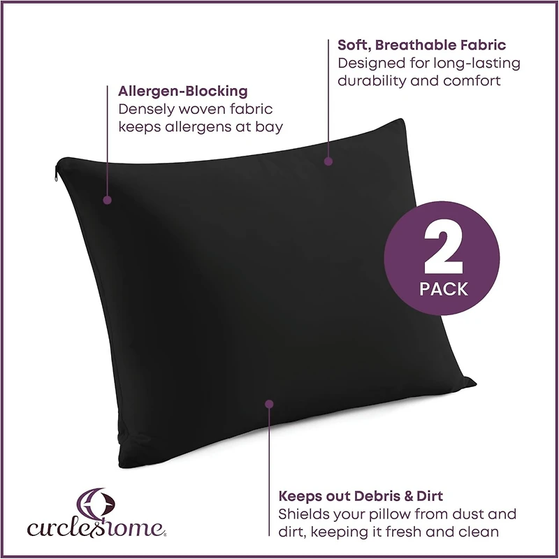 Circles Home 100% Cotton Standard Pillow Protector with Zipper