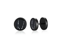 Stainless Steel Round Stone Stud Earrings