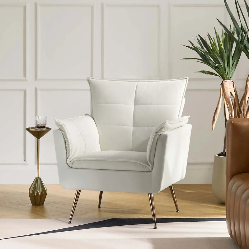 Velvet Accent Chair with Gold Legs for Living Room Bedroom